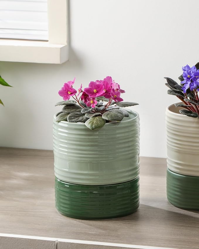 Self Watering Pots for Indoor Plants, 6 Inch Ceramic Self Watering Plant Pot - Image 7