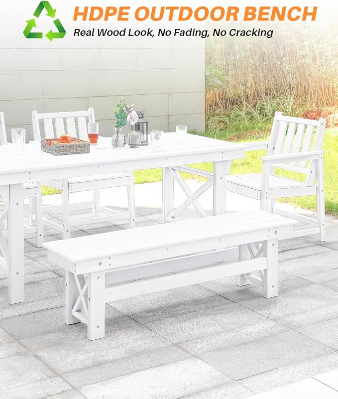 HDPE Outdoor Bench, Poly Lumber Adirondack Benches, All Weather HDPE Patio - Image 8