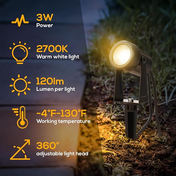 Banord Outdoor Landscape Lighting, 10 Pack Low Voltage LED Spot Lights - Image 4