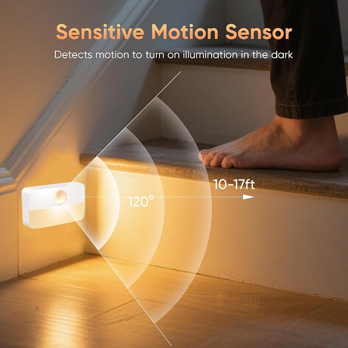 Motion Sensor Night Light for Indoor: 6 Pack Battery Operated Stair Lights LED - Image 3