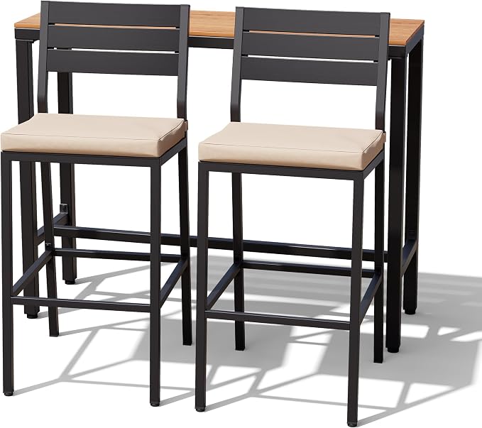 Crestlive Products Outdoor Bar Table and Chairs Set, 3 Piece Outside Patio Bar - Image 9