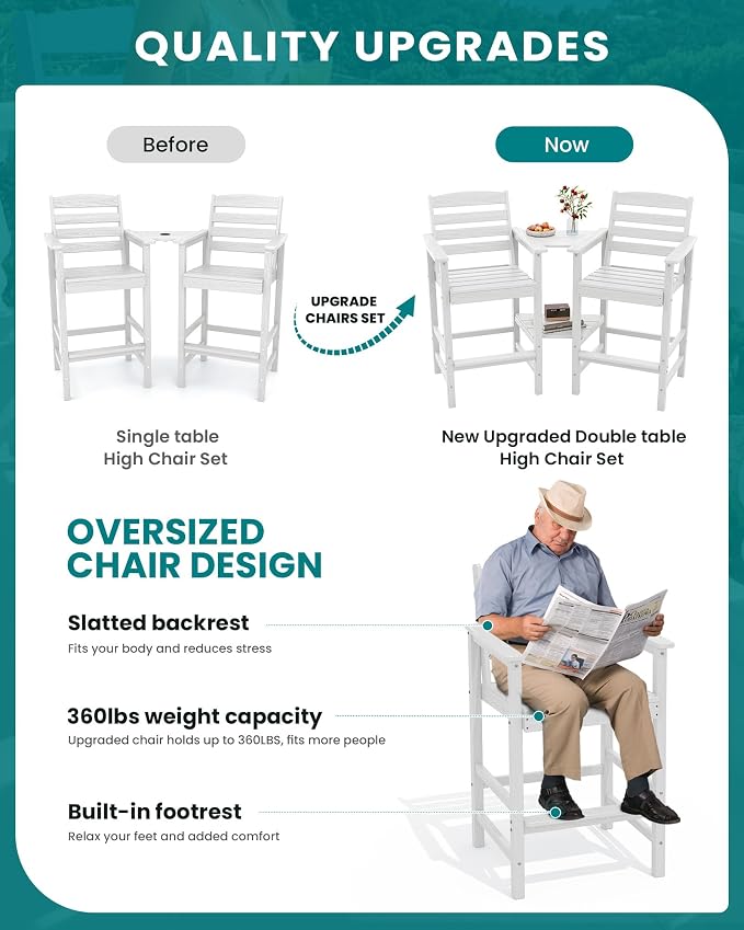 SERWALL Tall Adirondack Chairs Set of 2 - Image 3