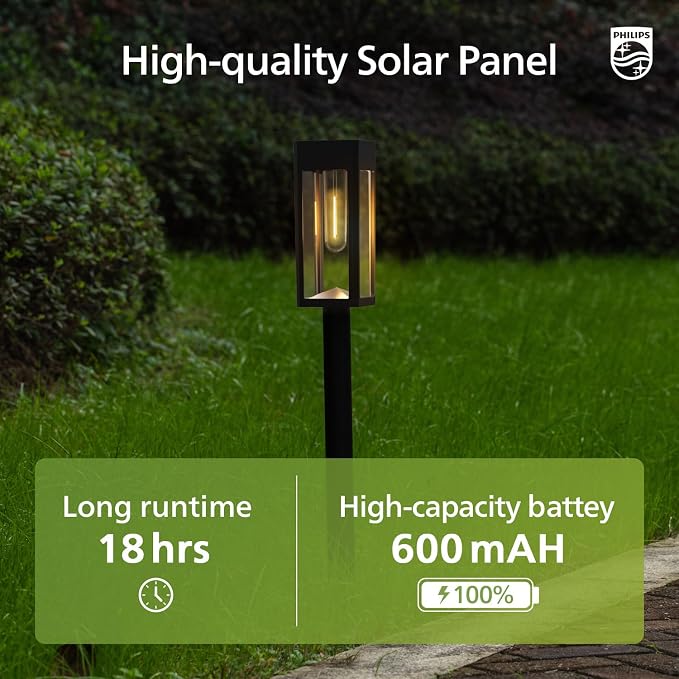 Philips 6 Packs Solar Pathway Lights Outdoor, Glass Metal Led Garden Landscape - Image 4