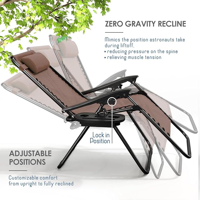 Nestl Zero Gravity Chairs, Portable Patio Lounge Chair Outdoor - Image 4