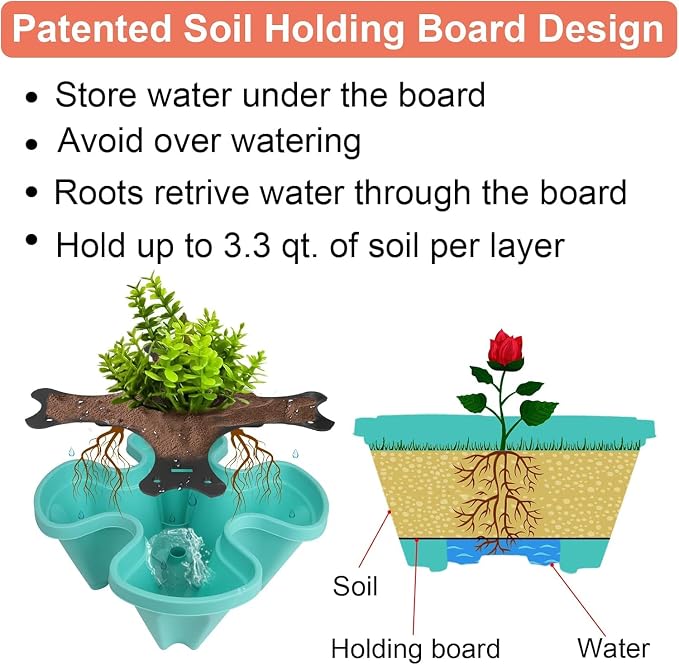Vertical Planter 4 Tier Stackable Planters Garden Planters Strawberry Herb - Image 3