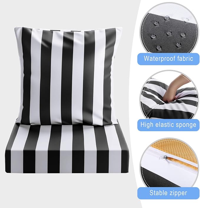 Hoteam 4 Set Outdoor Chair Cushions 20 x 20 Inch Patio Cushions Deep Seat - Image 3
