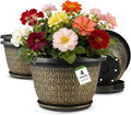 10 Inch Plant Pots, 4 Pack Flower Pots Outdoor by Nooulap