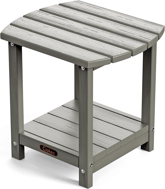 Ciokea Adirondack Outdoor Side Table, 2-Tier Sturdy Patio End Table Weather by CIOKEA