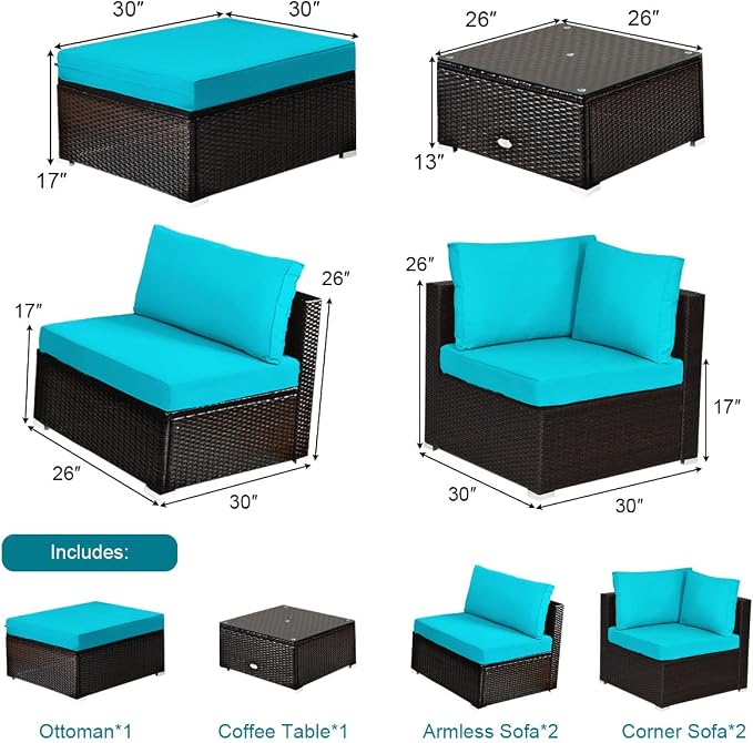 Tangkula 6 Piece Patio Furniture Set, Outdoor Deck Lawn Backyard Durable Steel - Image 5