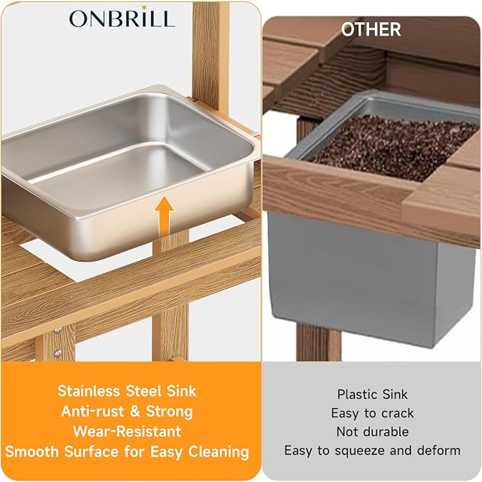 ONBRILL Potting Bench, Outdoor Potting Bench Table - Image 5