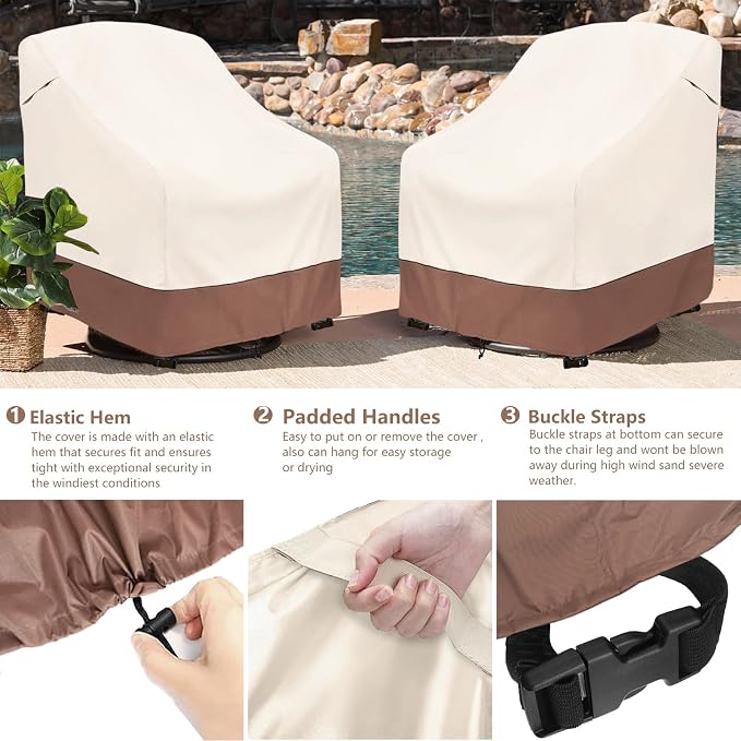 Outdoor Swivel Chair Cover 2 Pack, Outdoor Furniture Patio Chair Covers - Image 3