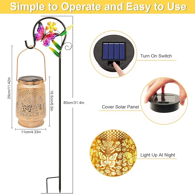 Solar Lanterns Outdoor Butterfly Garden Decor, Gifts - Image 4