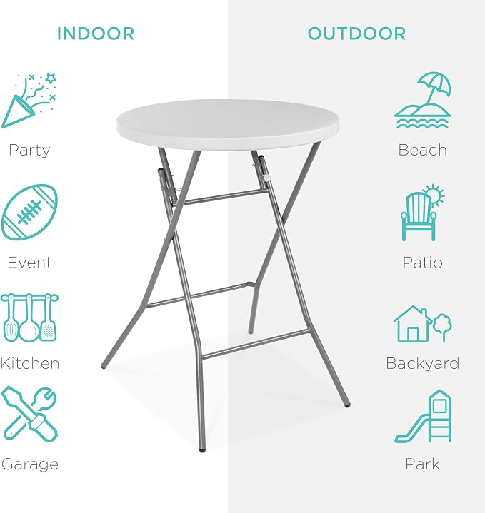 Best Choice Products 32in Bar Height Folding Table, Round Indoor Outdoor - Image 4