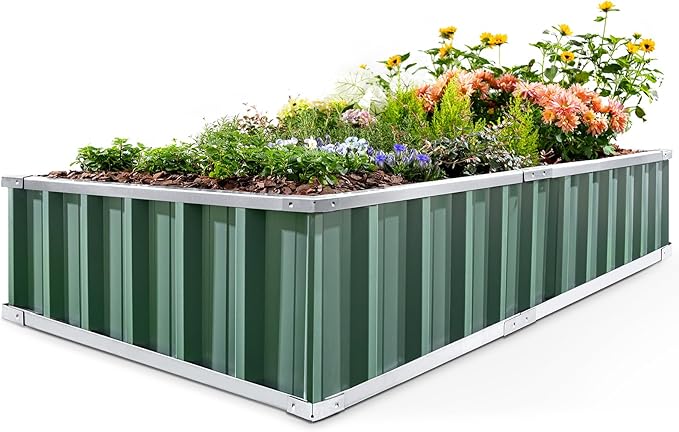 KING BIRD Raised Garden Bed 68"x 36"x 12" Galvanized Steel Metal Outdoor Garden - Image 8