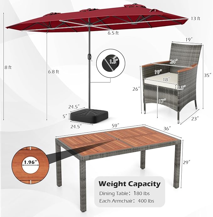 Tangkula 9 Piece Rattan Outdoor Dining Set - Image 6