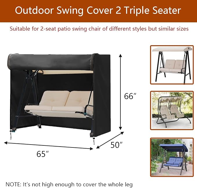 FLYMEI Outdoor Swing Cover 2 Triple Seater Hammock Cover - Image 3