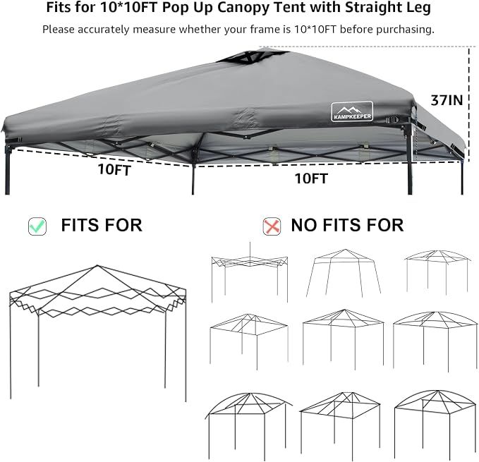KAMPKEEPER Replacement Top Pop Up Canopy Tent Cover Roof - Image 4