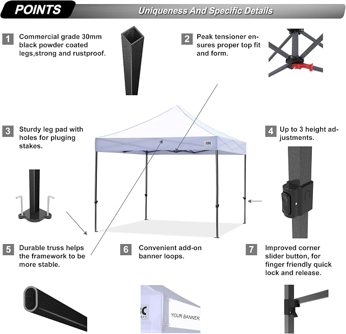 ABCCANOPY Patio Pop Up Canopy Tent 8x8 Commercial-Series - Image 3