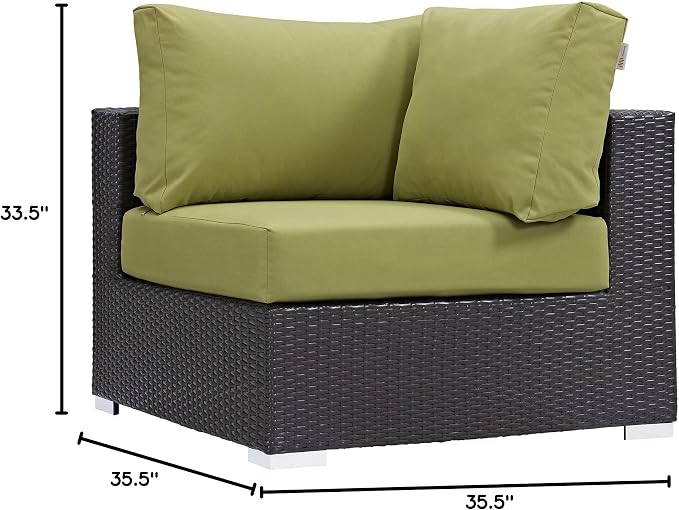 Modway Convene Wicker Rattan Outdoor Patio Sectional Sofa Corner Seat in - Image 2