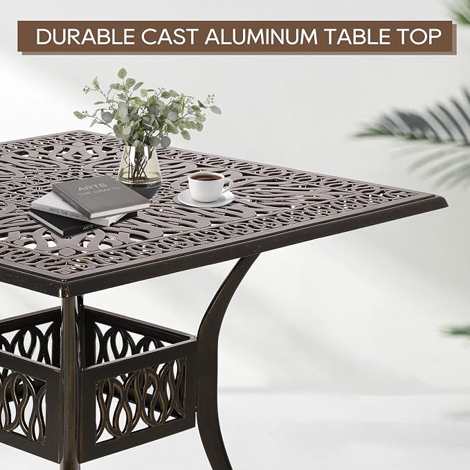Patio Dining Table, Cast Aluminum Patio Table - Image 4
