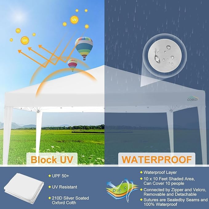 COBIZI 10x10 Pop Up Canopy Tent - Image 5