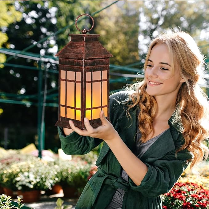 18" Glass Solar Lanterns Outdoor Waterproof, Large Solar Flickering Flame - Image 8