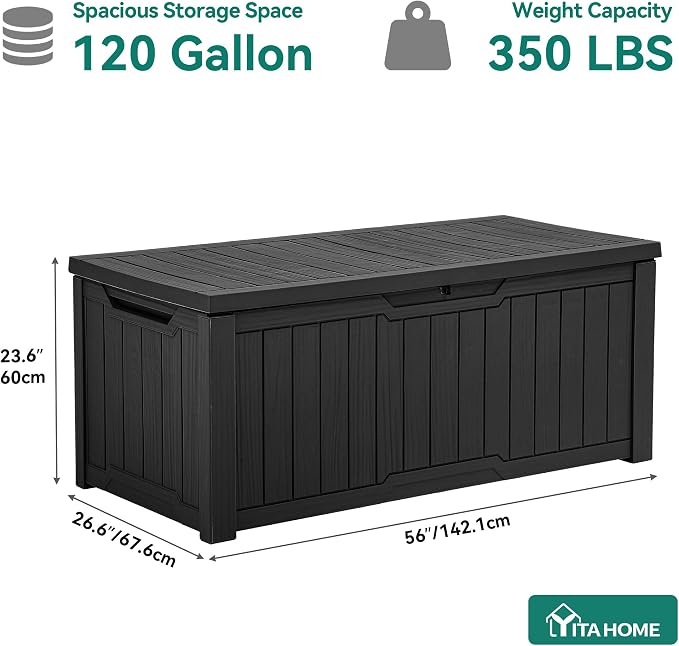 YITAHOME 120 Gallon Outdoor Storage Deck Box, Large Resin Patio Storage - Image 8