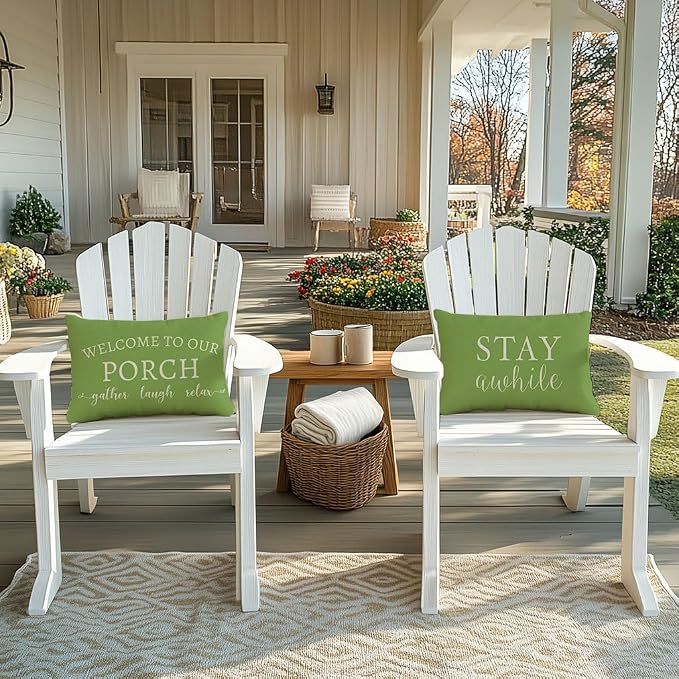 PANDICORN Welcome to Our Porch Stay Awhile Outdoor Lumbar Decorative Throw - Image 7