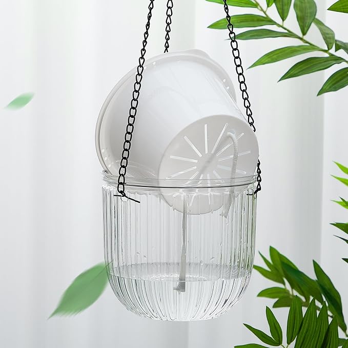 Meanplan 4 Pcs Self Watering Hanging Planter Indoor 6.5 Inch Hanging Baskets - Image 5