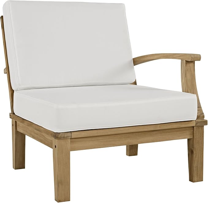 Modway EEI-1149-NAT-WHI-SET Marina Premium Grade A Teak Wood Outdoor Patio by Modway