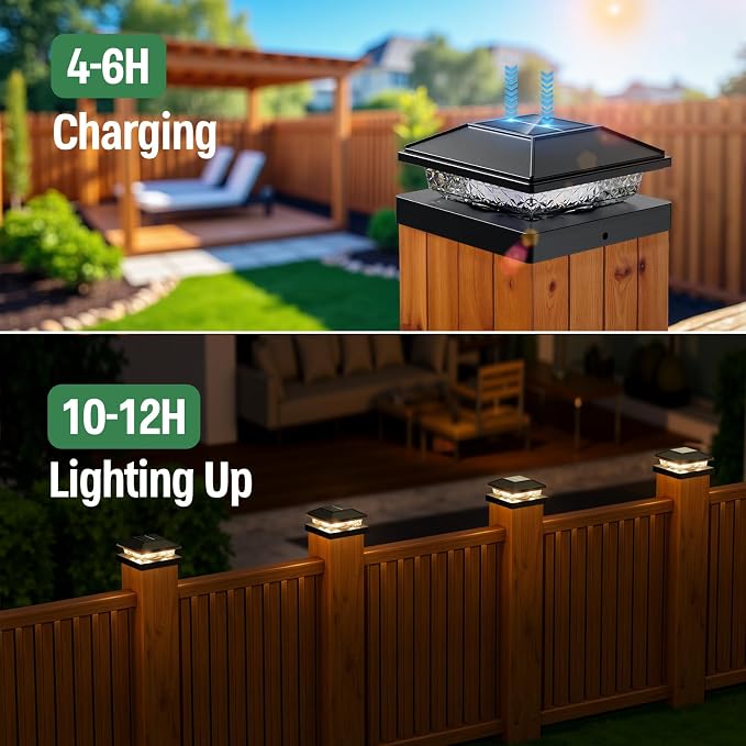 16pack Modern Black Solar LED Post Cap Lights, 16 x LED, Waterproof, Solar - Image 2