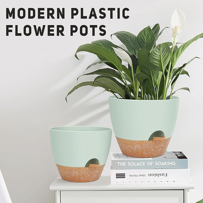 12" 10" 9" Large Self Watering Plant Pots, 3 Pack Flower Pots Planters - Image 3