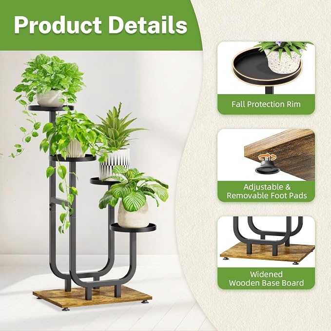 iDavosic.ly 4 Tier Plant Stand Indoor, Corner Tiered Multiple Flower Holder - Image 4