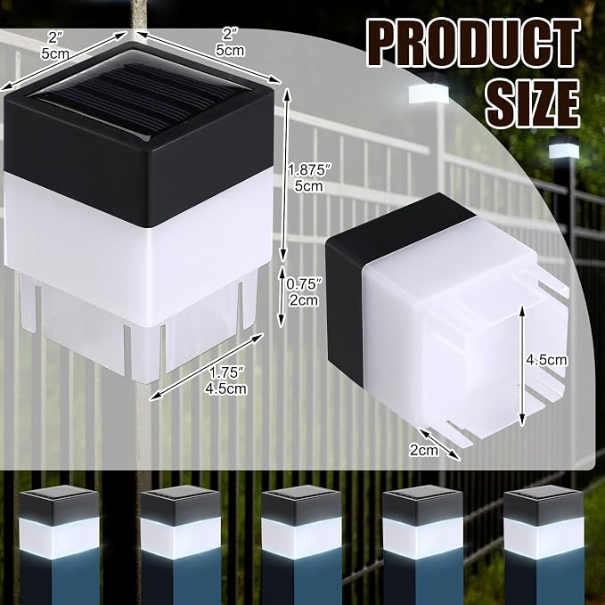 Hicarer 12 Pack Solar Fence Post Cap Lights 2in x 2in Solar Post Cap Fence - Image 2