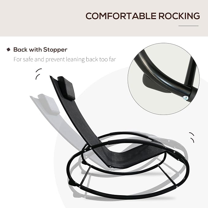 Outsunny Pool Lounger, Outdoor Rocking Lounge Chair - Image 4