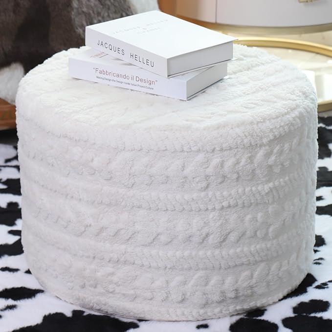 Asuprui Round Footstool Ottoman, 20x14 Inches Multi-Functional Modern Foot Stool - Image 4