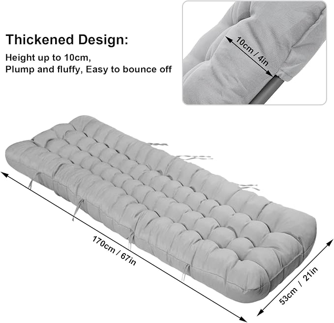 ERWUDEling Outdoor Chaise Lounge Chair Cushion 67 x 19 Inch - Image 2