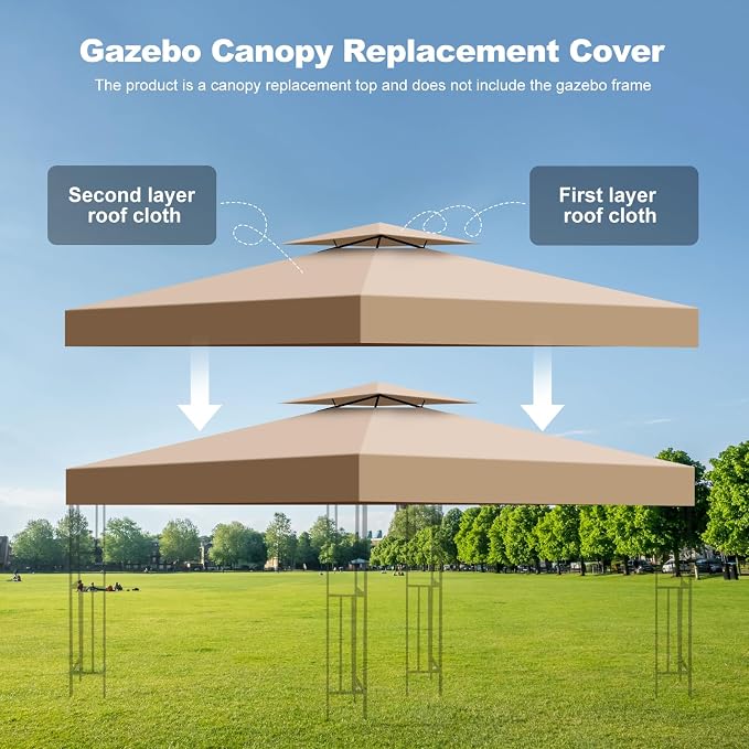 10x10 Canopy Replacement Top Cover Canopy Top Replacement Double Layer Vented - Image 6