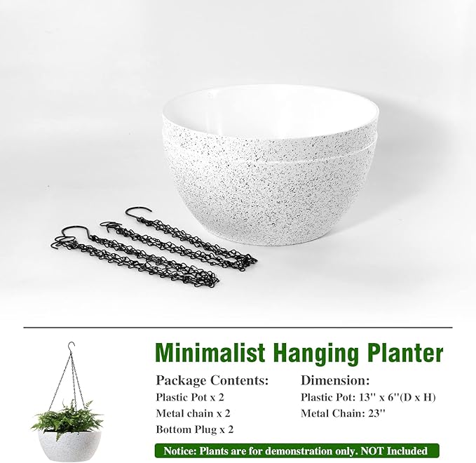 WOUSIWER 13 inch 2Pack Large Hanging Planters - Image 4