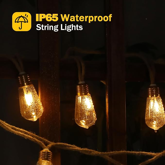 Outdoor String Lights, 24FT 20 LED Hanging Bulbs Lights, IP65 Waterproof 8 - Image 5
