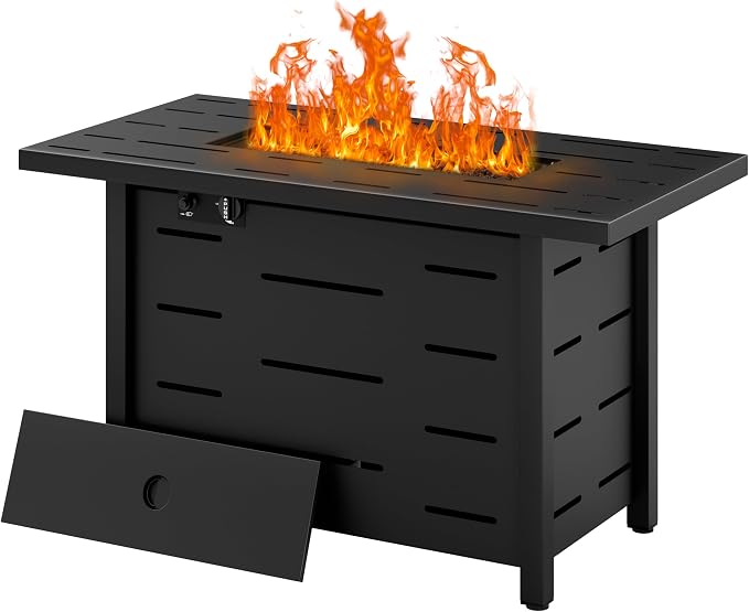 Walsunny 43 inch Outdoor Propane Fire Pit 50, 000 BTU Gas Fire Pit Table by Shintenchi