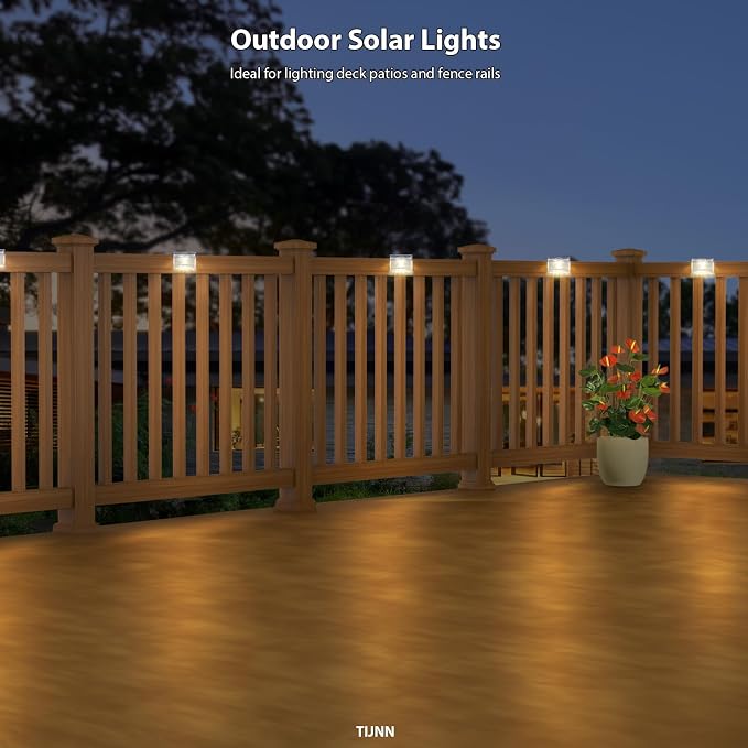 TIJNN Solar Deck Lights Outdoor Waterproof – LED Solar Fence Lighting - Image 6