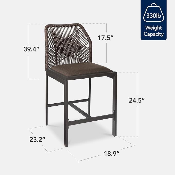 Best Choice Products Indoor Outdoor Counter Height Bar Stools Set of 2 - Image 2