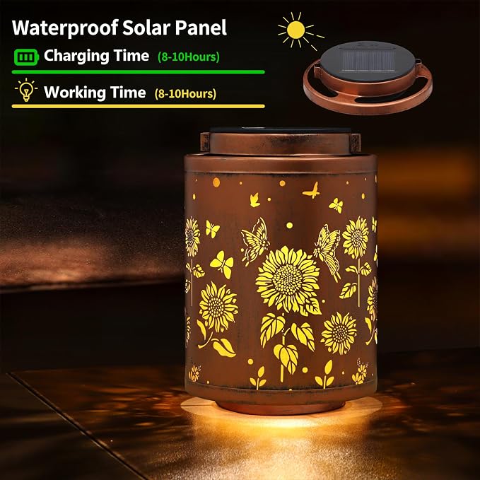 Solar Outdoor Lanterns, Butterflies Garden Decor LED Light Hanging Waterproof - Image 2