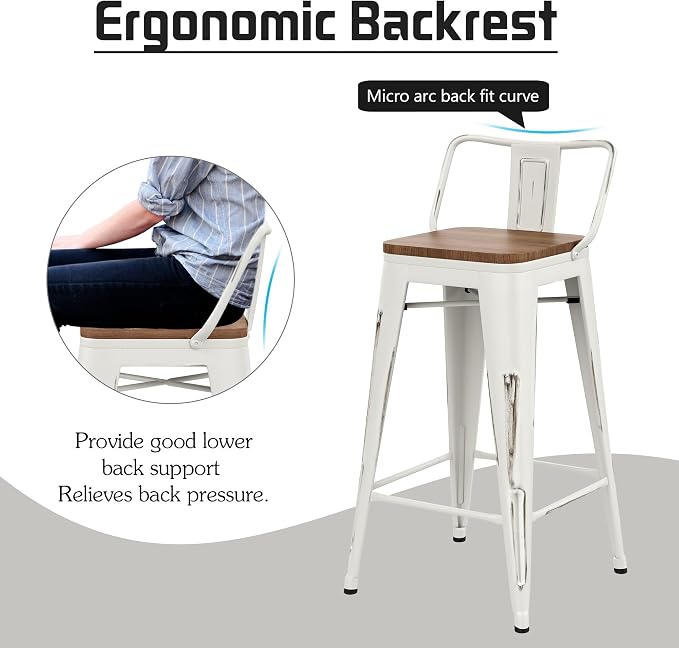 Alunaune 26" Metal Bar Stools Set of 4 Counter Height Barstools Industrial - Image 6