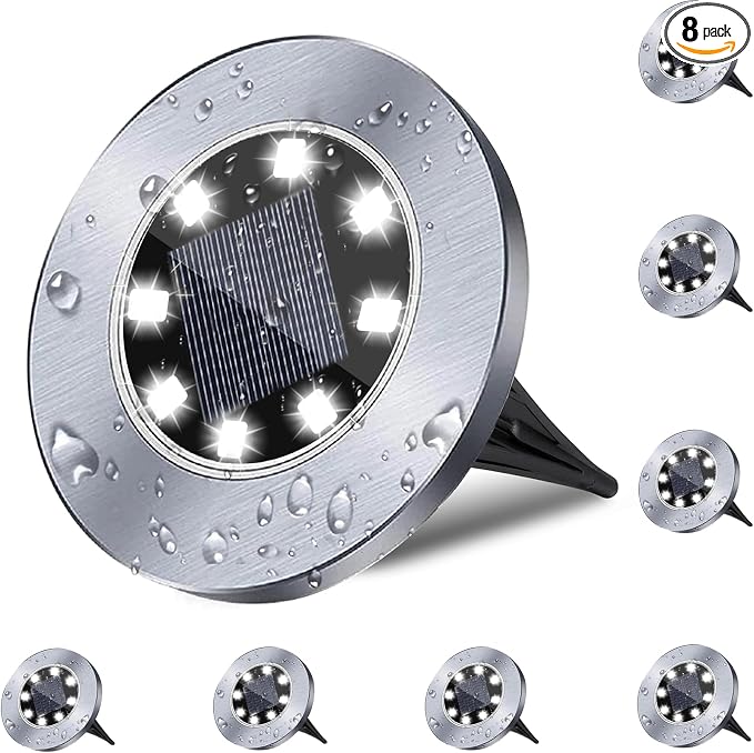 4.6 Inch Diameter Solar Ground Lights, Waterproof Solar Garden Lights, Outdoor by Rayolon