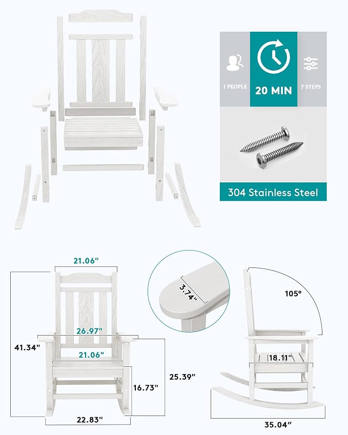 SERWALL HDPE Outdoor Rocking Chair - Image 7