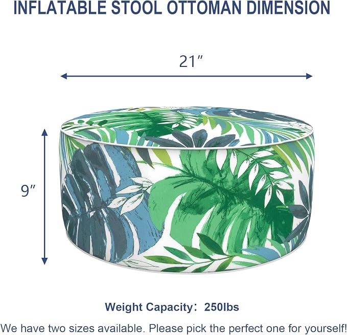 Patio Inflatable Ottoman, 21x9 Inch Portable Stool Ottoman - Image 2