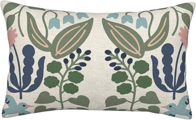 Navy Blue Boho Pillow Covers 12x20 Inch 2 Pcs Sage Green Floral Decor Throw - Image 6