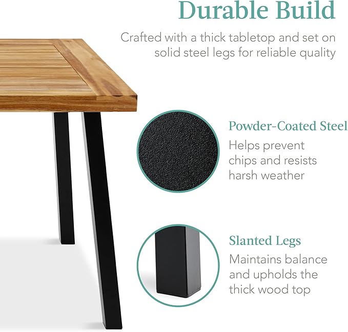 Best Choice Products 6-Person Indoor Outdoor Acacia Wood Dining Table, Picnic - Image 7
